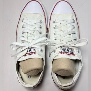 Converse White Low Top Sneakers with Red Trim